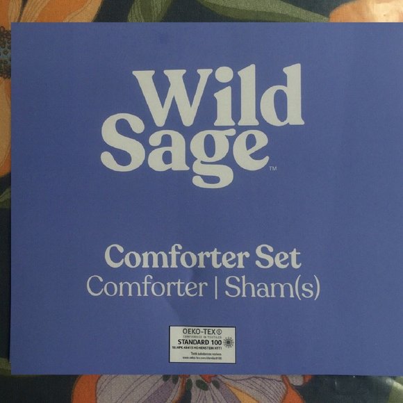 new 2-pc NAVY Wild Sage Julianna Floral Reversible Twin /Twin XL Comforter Set - Picture 2 of 10